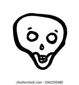 Cartoon interested skull.  Halloween vector illustration isolated on white.