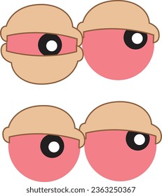 Cartoon Intoxicated Eyes Vector Illustration.