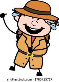 Cartoon Investigator Laughing Illustration Design