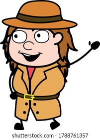 Cartoon Investigator saying Hello Vector Illustration
