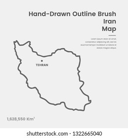 Cartoon Iran Map, Hand Drawn Iran Map, Doodle Iran Map Vector Outline Style Map Information