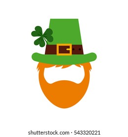 cartoon irish leprechaun man face icon over white background. Saint Patrick's Day concept. colorful design. vector illustration