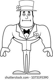 A cartoon Irish man looking bored.