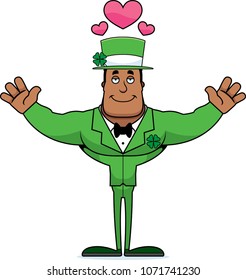 A cartoon Irish man ready to give a hug.