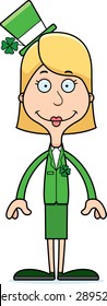 A cartoon Irish woman smiling.