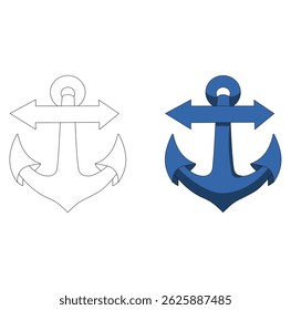 Cartoon Iron Anchor Coloring Art Digital Vectors Illustration 