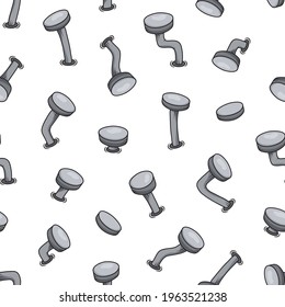 Cartoon iron old nails seamless pattern, steel bent vector spikes, carpentry concept, rusty metal pins isolated on white background. Construction illustration