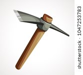 Cartoon iron pickax for the extraction of precious stones