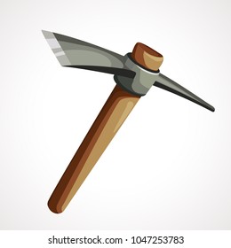 Cartoon iron pickax for the extraction of precious stones