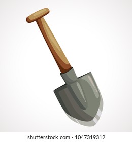 Cartoon iron shovel for the extraction of precious stones