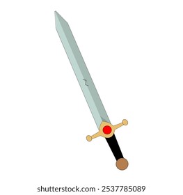 Ilustración vectorial de espada de hierro de dibujos animados