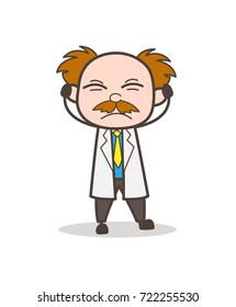 Cartoon Irritated Scientist Don't Want to Hear Vector Concept