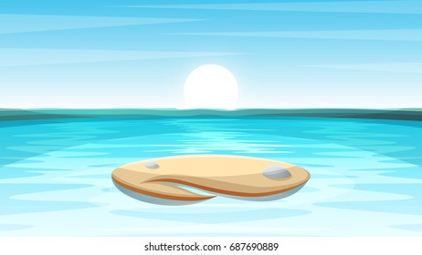 Cartoon island. Landscape illustration