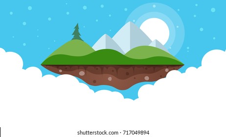 Cartoon island landscape illustration. Vector eps 10