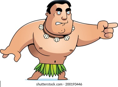 A cartoon islander man angry and pointing.