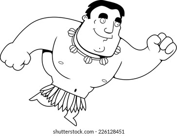 A cartoon islander man running and smiling.