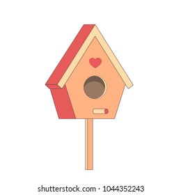 Cartoon isolated birdhouse. Vector illustration.