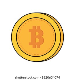 Cartoon Isolated Bitcoin Vector Illustration