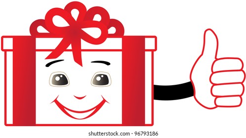 cartoon isolated box showing thumb up and smile