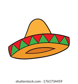 Cartoon Isolated Mexican Sombrero Illustration Stock Vector (Royalty ...