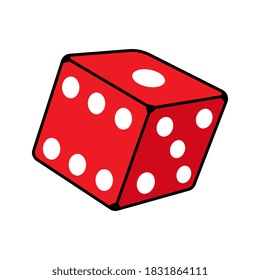 Cartoon Isolated Red Dice Illustration