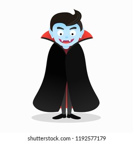 Cartoon isolated scary vampire character vector illustration for Halloween