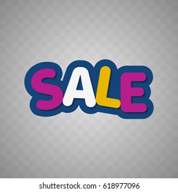 Cartoon isolated sign sale, price tag icon on transparent background vector illustration