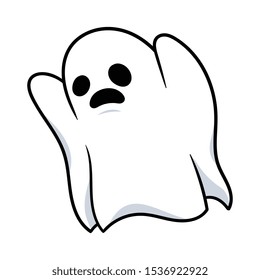 Cartoon Isolated Spooky Ghost Illustration