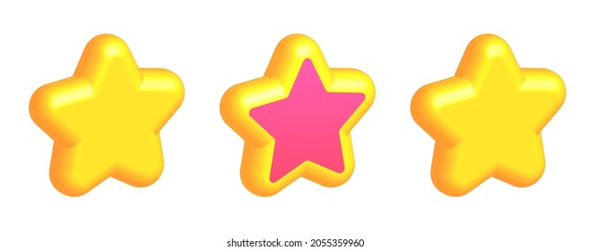 Cartoon isolated vector 3D star. Icon design for game, ui, banner, design for app, interface, game development