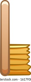 Cartoon isolated wooden brush for cleaning. White background, vector.