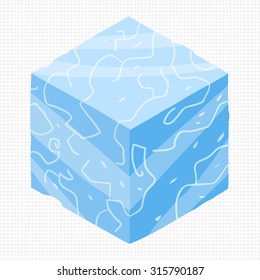 Cartoon Isometric ice game brick cube. The vector illustration for ui, web games, tablets, wallpapers, and patterns.