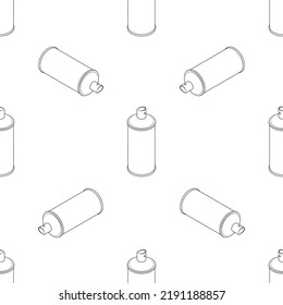 Cartoon Isometric Paint Can Line Seamless Pattern. Set For Games. Drawing Graffiti On The Walls. Compressed Air In A Jar, Spray, Aerosol. Vector Illustration In Cartoon And Game Style.