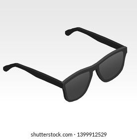 Cartoon isometric vector sun glasses isolated on white background. Vector illustration.