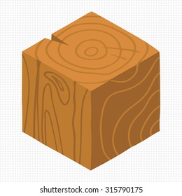 Cartoon Isometric wood game brick cube. The vector illustration for ui, web games, tablets, wallpapers, and patterns.