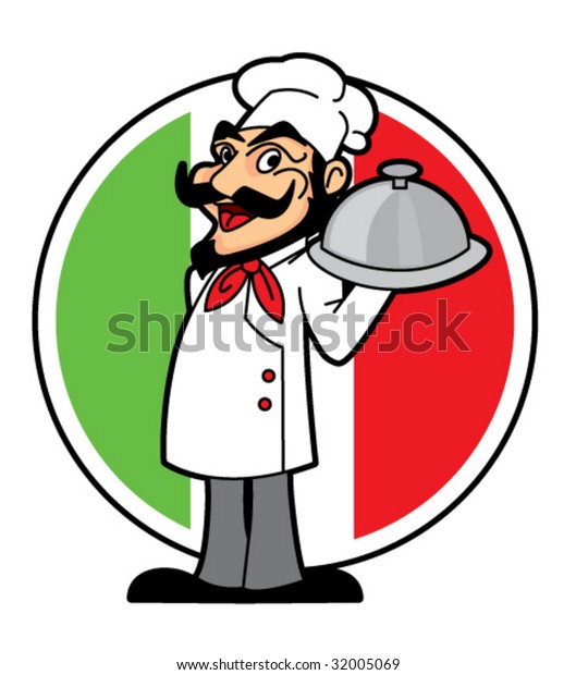 Cartoon Italian Chef Mascot Green Red Stock Vector (Royalty Free ...