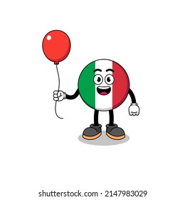 Caricatura de la bandera italia sosteniendo un globo , diseño de carácter