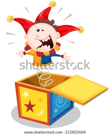 Cartoon Jack In The Box/ Illustration of a funny cartoon jack in the box puppet toy character jumping and smiling