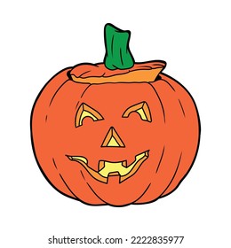 cartoon jack o lantern hand draw vector