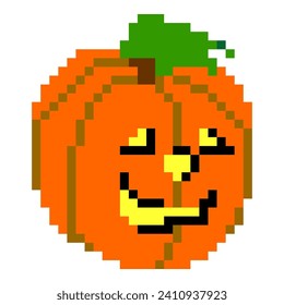 cartoon jack o lantern pixel art vector