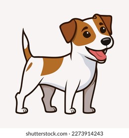 Cartoon Jack Russell Terrier. Cheerful playful dog.