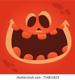 Cartoon Jack-o-Lantern face. Halloween vector illustration of curved pumpkin character