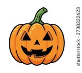 A cartoon jack-o-lantern with a happy face