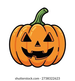 A cartoon jack-o-lantern with a happy face