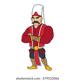 Cartoon Janissary Warrior Vector Illustration