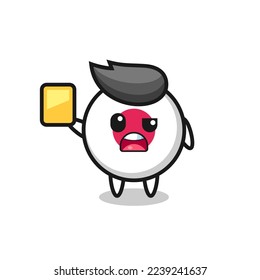 cartoon japan flag badge character as a football referee giving a yellow card , cute style design for t shirt, sticker, logo element