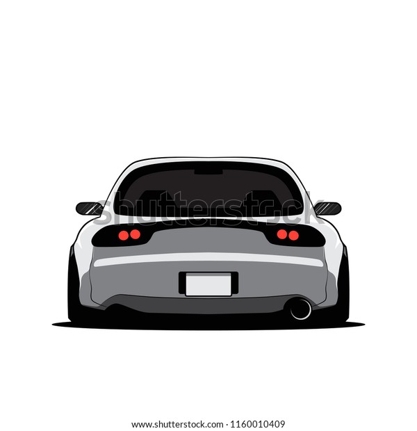 Cartoon japan tuned car isolated. Back view.\
Vector illustration