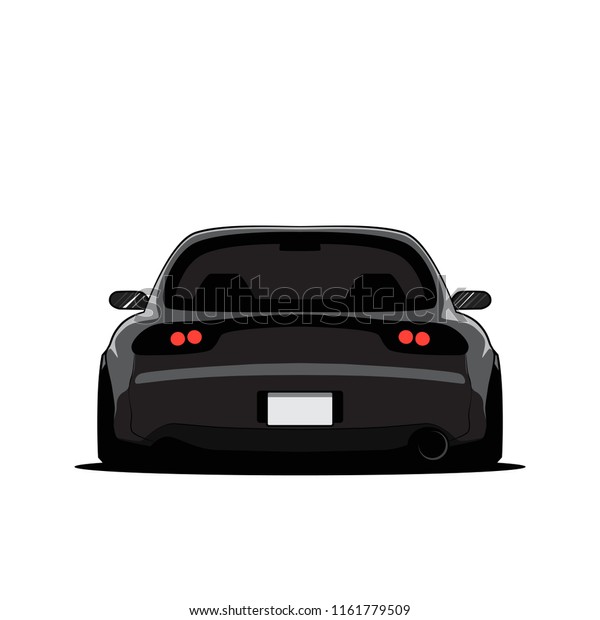 Cartoon japan tuned car isolated. Back view.\
Vector illustration