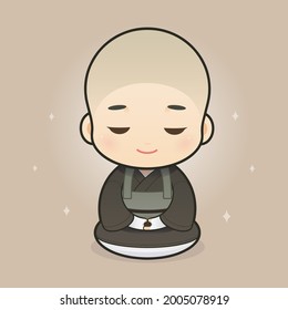 Cartoon japanese buddhist priests. Vector illustration in Cartoon character design