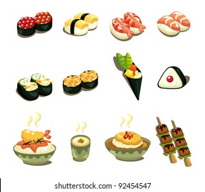 cartoon Japanese food icon set