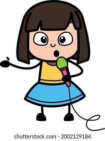 Cartoon Japanese Girl Holding Mic